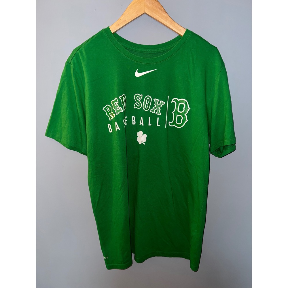 Nike Boston Red Sox St Patricks Day Green Dri-FIT Baseball T-Shirt Mens XL - Picture 1 of 4